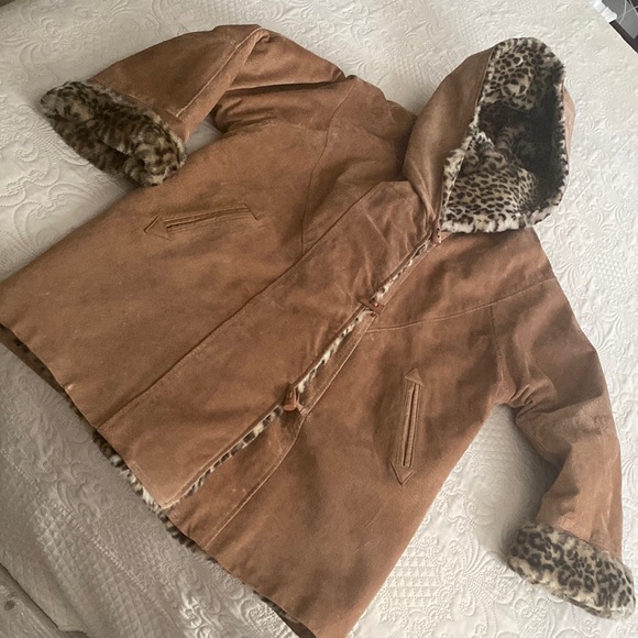 Women’s J Percy For Marvin Richards Reversible Leather/Faux Animal Print Coat - Picture 2 of 10